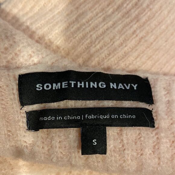 Something Navy Small Knit Sweater V Neck Long Sleeve Stretch - Picture 5 of 6